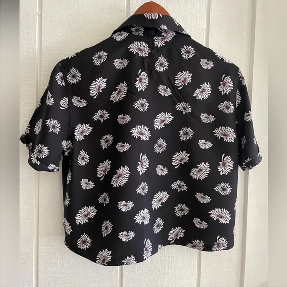 Vans floral blouse button up down shirt flower crop cropped - Picture 6 of 6